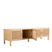 Load image into Gallery viewer, Casa Decor Santiago Rattan Entertainment Unit TV Stand Cabinet Storage Oak
