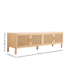 Load image into Gallery viewer, Casa Decor Santiago Rattan Entertainment Unit TV Stand Cabinet Storage Oak
