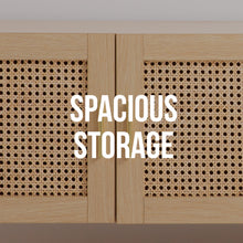 Load image into Gallery viewer, Casa Decor Santiago Rattan Entertainment Unit TV Stand Cabinet Storage Oak
