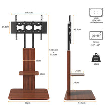 Load image into Gallery viewer, Heavy Duty TV Floor Stand Adjustable Mount 65 Black Brown
