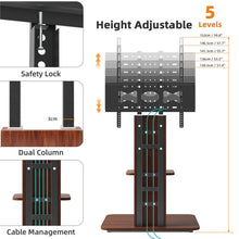 Load image into Gallery viewer, Heavy Duty TV Floor Stand Adjustable Mount 65 Black Brown
