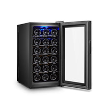 Load image into Gallery viewer, 18 Bottle Thermoelectric Wine Fridge, 130W, UV Protected Glass Door, Soft LED Illumination
