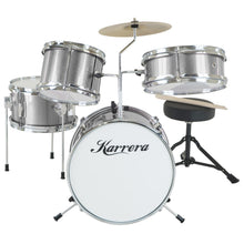 Load image into Gallery viewer, Karrera Childrens 4pc Drum Kit - Silver
