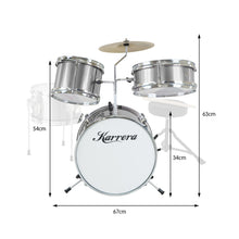 Load image into Gallery viewer, Karrera Childrens 4pc Drum Kit - Silver
