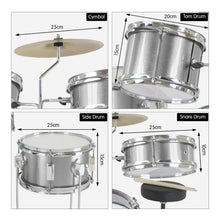 Load image into Gallery viewer, Karrera Childrens 4pc Drum Kit - Silver
