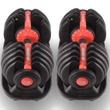 Load image into Gallery viewer, Powertrain 48kg Adjustable Dumbbells Set with Stand, Quick Dial Free Weights for Home Gym Strength Training - Red
