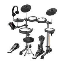 Load image into Gallery viewer, Karrera 18S Electronic Drum Kit Mesh Pads 8in Snare Bluetooth Sounds USB/MIDI Output Kick Pedals Drum Coach &amp; Metronome

