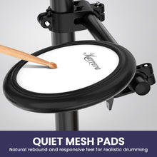 Load image into Gallery viewer, Karrera 18S Electronic Drum Kit Mesh Pads 8in Snare Bluetooth Sounds USB/MIDI Output Kick Pedals Drum Coach &amp; Metronome
