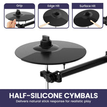 Load image into Gallery viewer, Karrera 18S Electronic Drum Kit Mesh Pads 8in Snare Bluetooth Sounds USB/MIDI Output Kick Pedals Drum Coach &amp; Metronome
