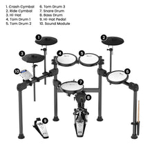 Load image into Gallery viewer, Karrera X23 Electronic Drum Kit with Sound Module, 3 Toms, Snare Quiet Mesh Drum Heads, Cymbals &amp; Pedal
