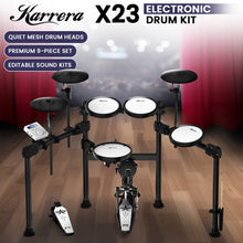 Load image into Gallery viewer, Karrera X23 Electronic Drum Kit with Sound Module, 3 Toms, Snare Quiet Mesh Drum Heads, Cymbals &amp; Pedal
