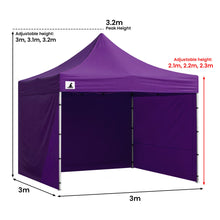 Load image into Gallery viewer, Gazebo Tent Marquee 3x3 PopUp Outdoor Purple
