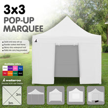 Load image into Gallery viewer, Gazebo Tent Marquee 3x3 PopUp Outdoor Wallaroo White
