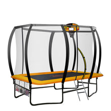 Load image into Gallery viewer, Kahuna 6 Ft X 9 Ft Rectangular Outdoor Trampoline With LED Basketball Set Orange
