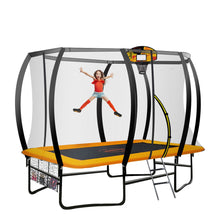 Load image into Gallery viewer, Kahuna 6 Ft X 9 Ft Rectangular Outdoor Trampoline With LED Basketball Set Orange
