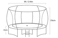 Load image into Gallery viewer, Kahuna 8ft Outdoor Rainbow Trampoline For Kids And Children Suited For Fitness Exercise Gymnastics With Safety Enclosure
