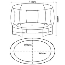 Load image into Gallery viewer, Kahuna 10 ft x 15 ft Oval Outdoor Trampoline w/ Basketball Set Reversible Rainbow &amp; Orange Safety Pad Safety Net Ladder
