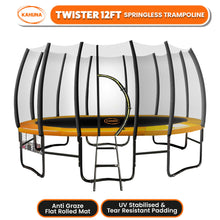 Load image into Gallery viewer, Kahuna Twister 12ft Springless Trampoline Outdoor Mat Pad Net Ladder with Basketball Set
