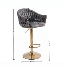 Load image into Gallery viewer, Modern Velvet Breakfast Bar Stools Swivel Barstools Adjustable Counter Stools with Backrest (Gold-Grey)
