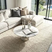 Load image into Gallery viewer, Interior Ave - Nobu Round Sculptural Stone Coffee Table - Panda Marble Finish
