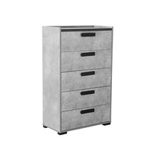 Load image into Gallery viewer, King 4 Pcs Bedroom Suite with Tallboy Fabric Combination of Black &amp; Cement Colour
