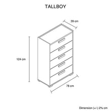 Load image into Gallery viewer, King 4 Pcs Bedroom Suite with Tallboy Fabric Combination of Black &amp; Cement Colour
