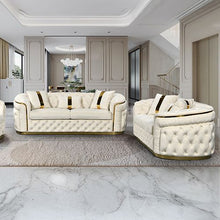 Load image into Gallery viewer, 3+2 Seater Sofa Set Beige Velvet Fabric
