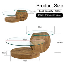 Load image into Gallery viewer, 'MINORI' Double Layer Clear Tempered Glass Dark Wood Grain Coffee Table
