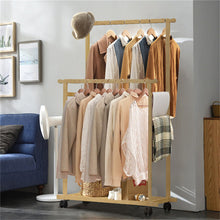 Load image into Gallery viewer, Double Rail Heavy Strong Rolling Clothes Rack with Trousers Rack &amp; Bottom Shelf
