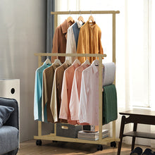 Load image into Gallery viewer, Double Rail Heavy Strong Rolling Clothes Rack with Trousers Rack &amp; Bottom Shelf
