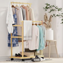 Load image into Gallery viewer, Double Rail Heavy Strong Rolling Clothes Rack with Trousers Rack &amp; Bottom Shelf
