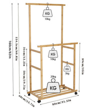 Load image into Gallery viewer, Double Rail Heavy Strong Rolling Clothes Rack with Trousers Rack &amp; Bottom Shelf
