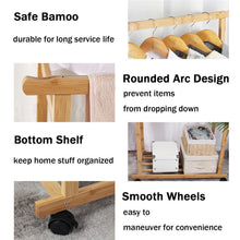 Load image into Gallery viewer, Double Rail Heavy Strong Rolling Clothes Rack with Trousers Rack &amp; Bottom Shelf
