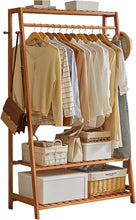 Load image into Gallery viewer, Bamboo Clothes Hanging Garment Rack Portable Laundry Rack Closet Storage Shelves
