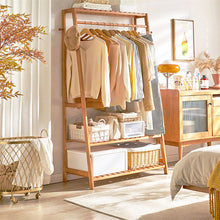 Load image into Gallery viewer, Bamboo Clothes Hanging Garment Rack Portable Laundry Rack Closet Storage Shelves
