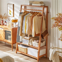 Load image into Gallery viewer, Bamboo Clothes Hanging Garment Rack Portable Laundry Rack Closet Storage Shelves
