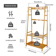 Load image into Gallery viewer, Bamboo Clothes Hanging Garment Rack Portable Laundry Rack Closet Storage Shelves
