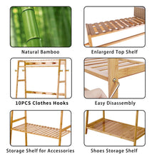 Load image into Gallery viewer, Bamboo Clothes Hanging Garment Rack Portable Laundry Rack Closet Storage Shelves
