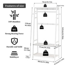 Load image into Gallery viewer, Large White Bamboo Garment Clothes Rack Shoes Coats Shelf w/ 3 Shelves &amp; 10 Hook

