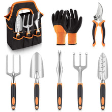 Load image into Gallery viewer, Orange 8-Piece Heavy-Duty Gardening Tool Set with Ergonomic Handles and Storage Bag
