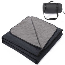 Load image into Gallery viewer, 2-in-1 Winter Camping Warmth Kit with Carry Bag: 210 * 75cm Blue Portable Waterproof Warm Sleeping Bag and 200 * 140cm Large Black Double Layer Waterproof Fleece Camping Blanket for Hiking Travel Indoor Outdoor Use
