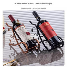 Load image into Gallery viewer, Rose gold Artistic Leaf Design Decorative Iron Wine Rack - Elegant Leaf Design Countertop Wine Bottle Holder, Stable Metal Wine Stand for Dining Table Kitchen Bar, Rust Resistant Home Decor Gift
