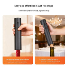 Load image into Gallery viewer, Black Electric Wine Opener and Black Decorative Iron Wine Rack Set - Rechargeable Automatic Corkscrew , Elegant Leaf Design Bottle Holder, USB-C Fast Opening Kit for Home Bar Dining Table Gift
