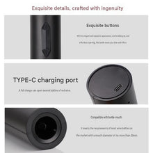 Load image into Gallery viewer, Black Electric Wine Opener and Black Decorative Iron Wine Rack Set - Rechargeable Automatic Corkscrew , Elegant Leaf Design Bottle Holder, USB-C Fast Opening Kit for Home Bar Dining Table Gift
