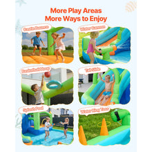 Load image into Gallery viewer, Inflatable Bounce House, 3.4 x 3.74 x 2.13 m Inflatable Bounce House Water Slide, Bouncer Castle with Castle Bounces, Basketball Hoop, Splash Pool &amp; Water Ring Toss, for 3 to 4 Kids Ages 3 to 8
