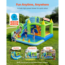 Load image into Gallery viewer, Inflatable Bounce House, 3.4 x 3.74 x 2.13 m Inflatable Bounce House Water Slide, Bouncer Castle with Castle Bounces, Basketball Hoop, Splash Pool &amp; Water Ring Toss, for 3 to 4 Kids Ages 3 to 8
