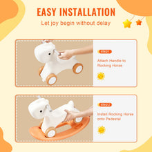 Load image into Gallery viewer, 3 in 1 Rocking Horse for Toddlers 1-3 Years, Baby Rocking Horse with Detachable Balance Board and 4 Smooth Wheels, Support up to 80 lbs HDPE Material Kids Ride on Toy, Swinging, Orange
