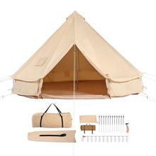 Load image into Gallery viewer, Canvas Bell Tent 4m/13.12ft 4-Season Camping Yurt Tent with Stove Jack
