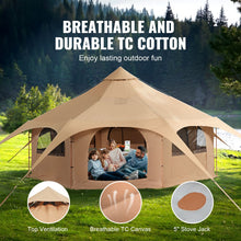 Load image into Gallery viewer, Canvas Tent 4 Seasons 5 m/16.4 ft Bell Tent for Camping with Stove Jack
