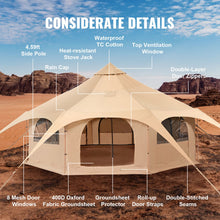Load image into Gallery viewer, Canvas Tent 4 Seasons 5 m/16.4 ft Bell Tent for Camping with Stove Jack
